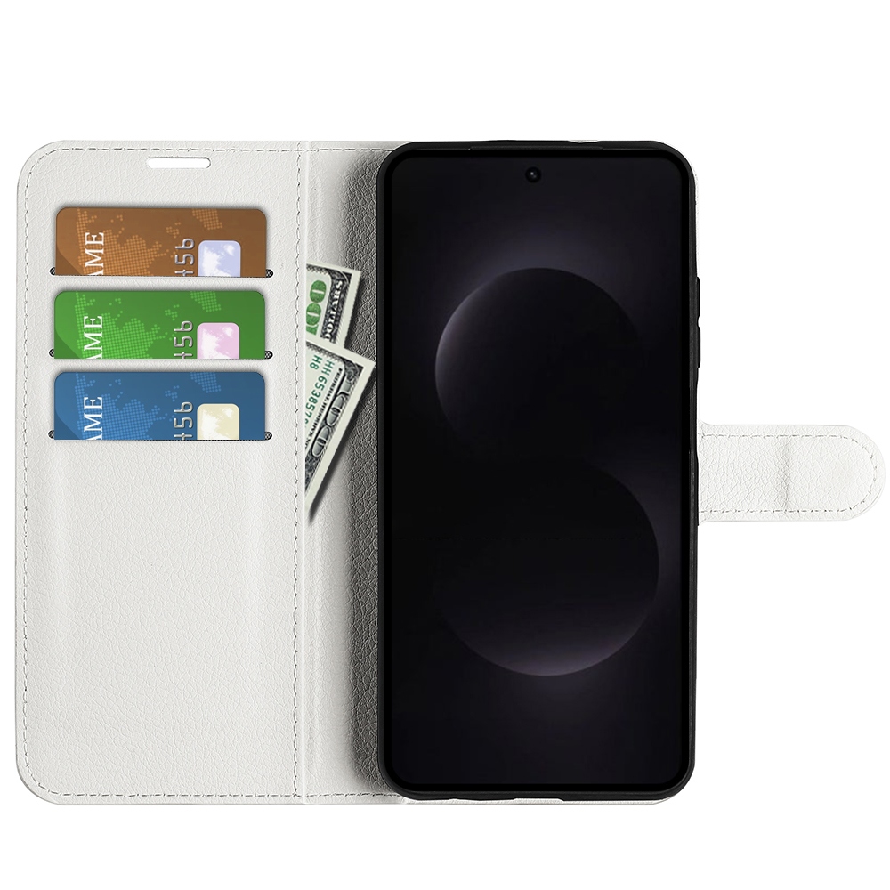 Litchi knižkové púzdro na Samsung Galaxy S26 Ultra - biele