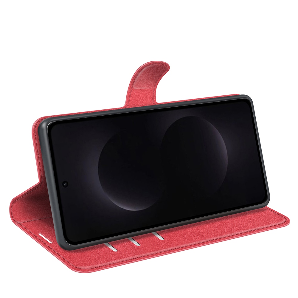 Litchi knižkové púzdro na Samsung Galaxy S26 Ultra - červené