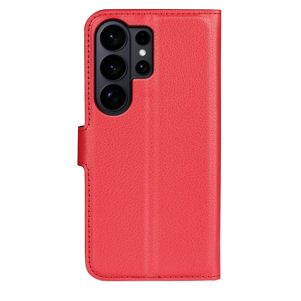 Litchi knižkové púzdro na Samsung Galaxy S26 Ultra - červené