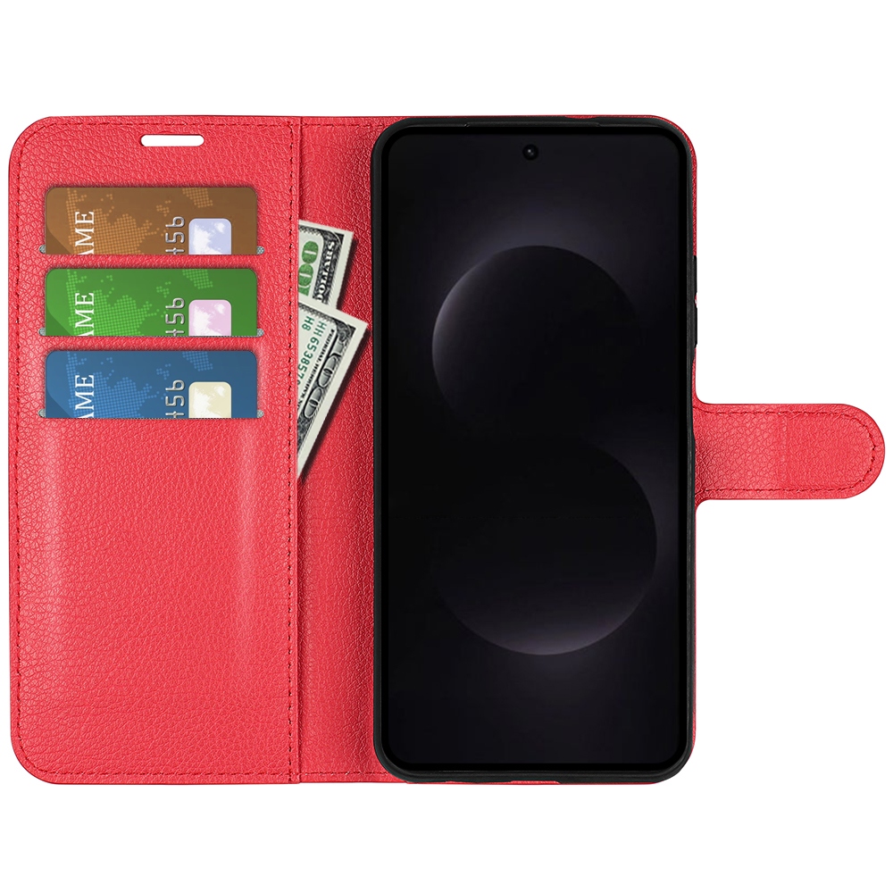 Litchi knižkové púzdro na Samsung Galaxy S26 Ultra - červené
