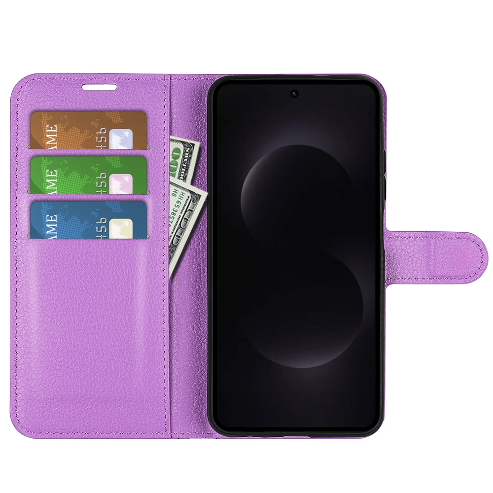Litchi knižkové púzdro na Samsung Galaxy S26 Ultra - fialové
