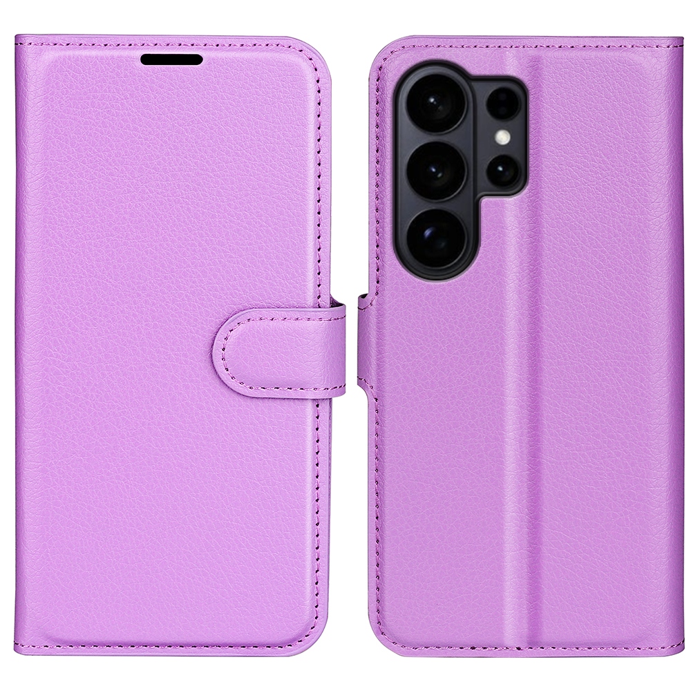 Litchi knižkové púzdro na Samsung Galaxy S26 Ultra - fialové