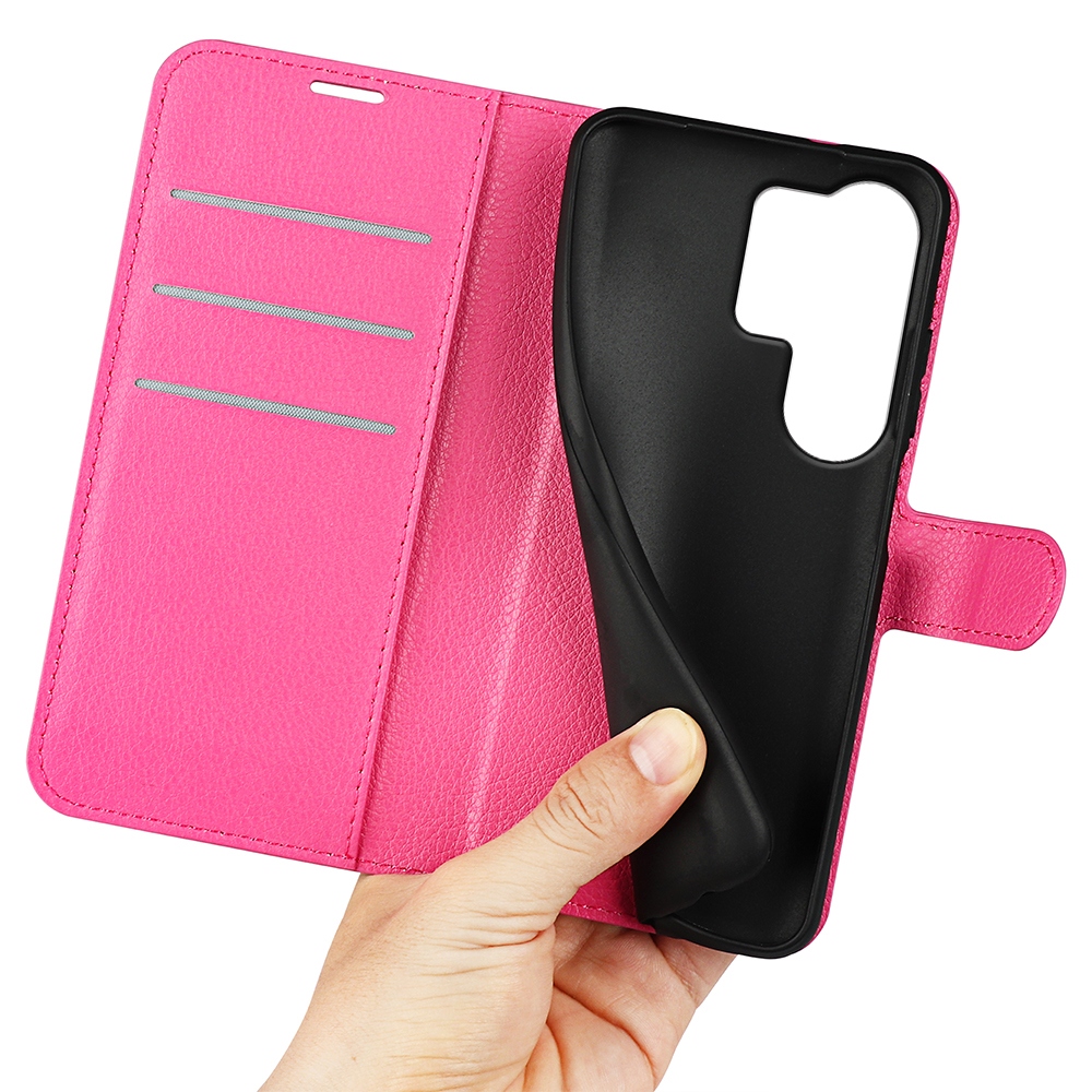 Litchi knižkové púzdro na Samsung Galaxy S26 Ultra - rose