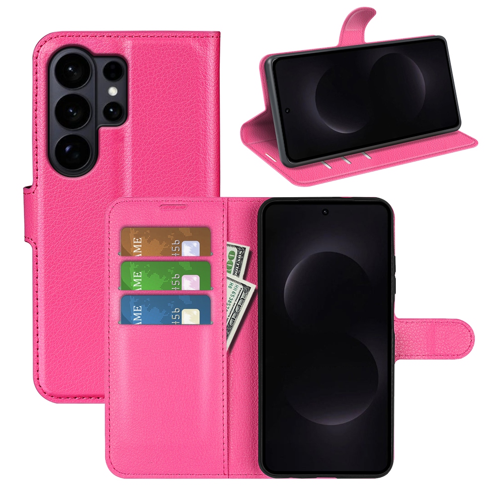 Litchi knižkové púzdro na Samsung Galaxy S26 Ultra - rose