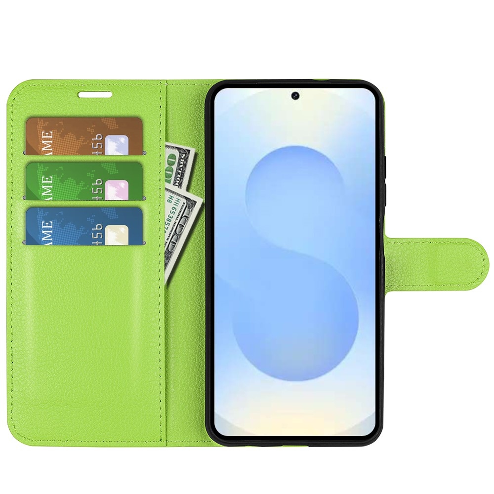 Litchi knižkové púzdro na Samsung Galaxy S26+ - zelené