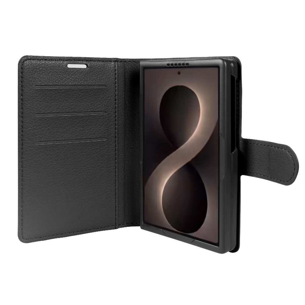 Litchi knižkové púzdro na Samsung Galaxy Z Fold8 5G - čierne