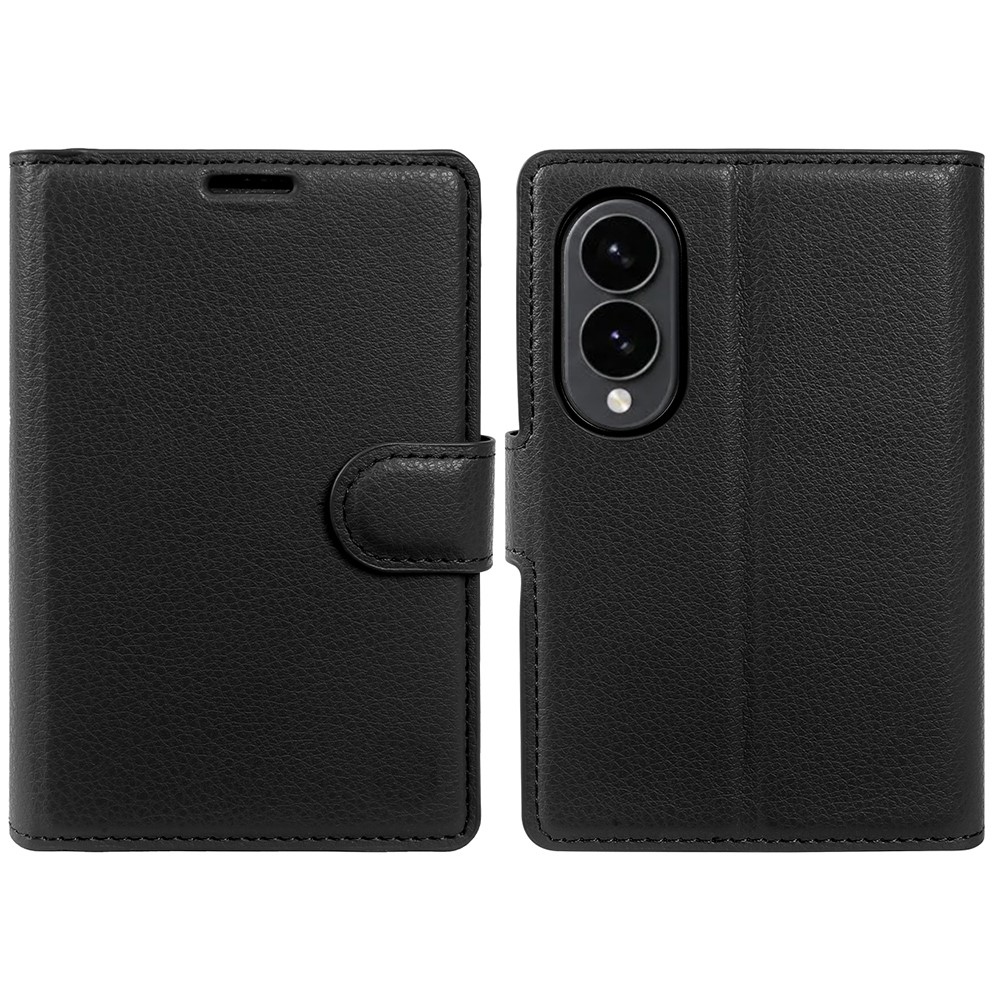 Litchi knižkové púzdro na Samsung Galaxy Z Fold8 5G - čierne