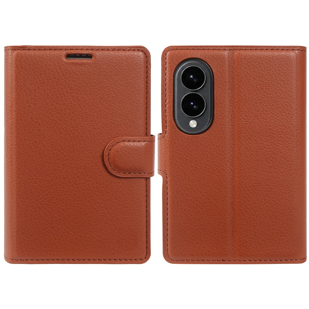 Litchi knižkové puzdro na Samsung Galaxy Z Fold8 5G - hnedé