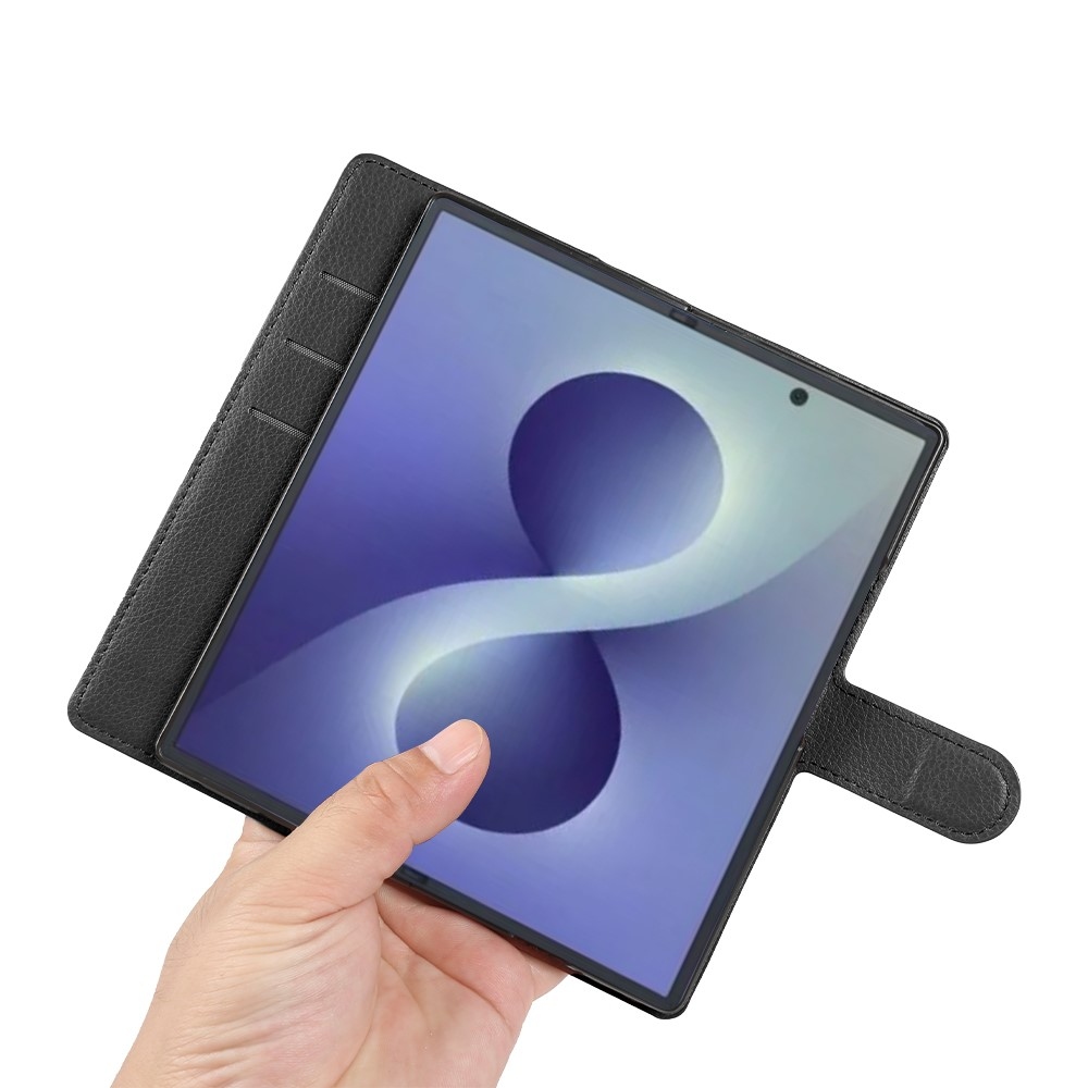 Litchi knižkové púzdro na Samsung Galaxy Z Fold8 Ultra 5G - čierne