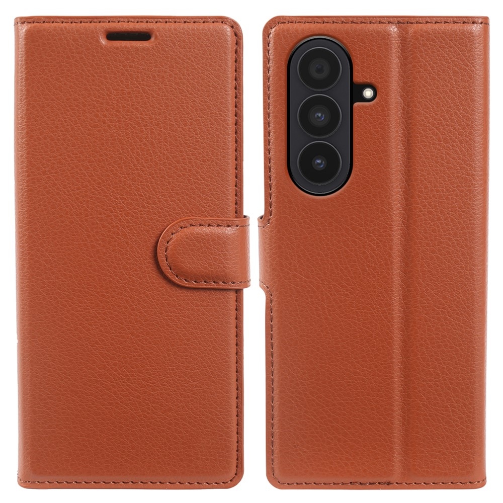 Litchi knižkové púzdro na Samsung Galaxy Z Fold8 Ultra 5G - hnedé