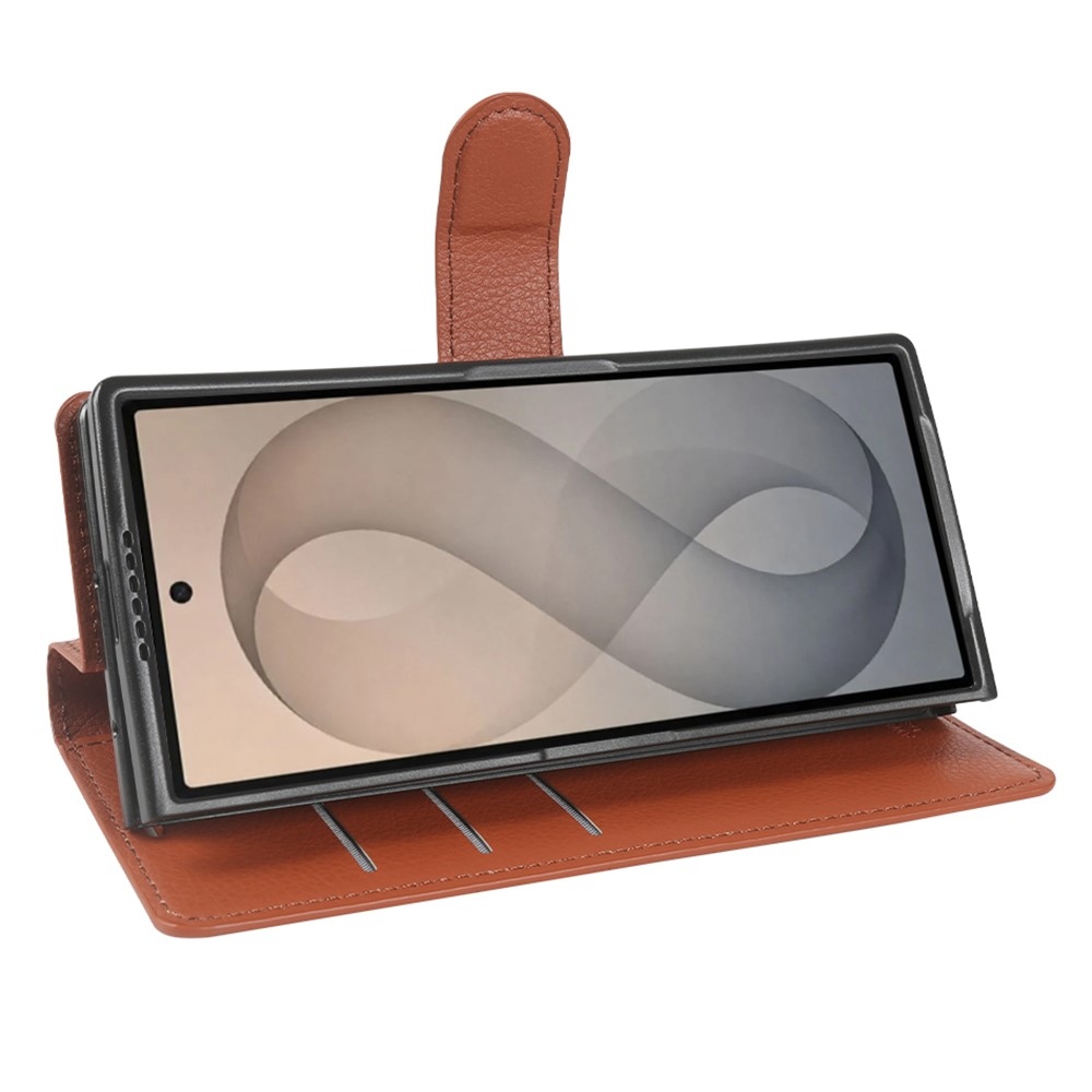 Litchi knižkové púzdro na Samsung Galaxy Z Fold8 Ultra 5G - hnedé