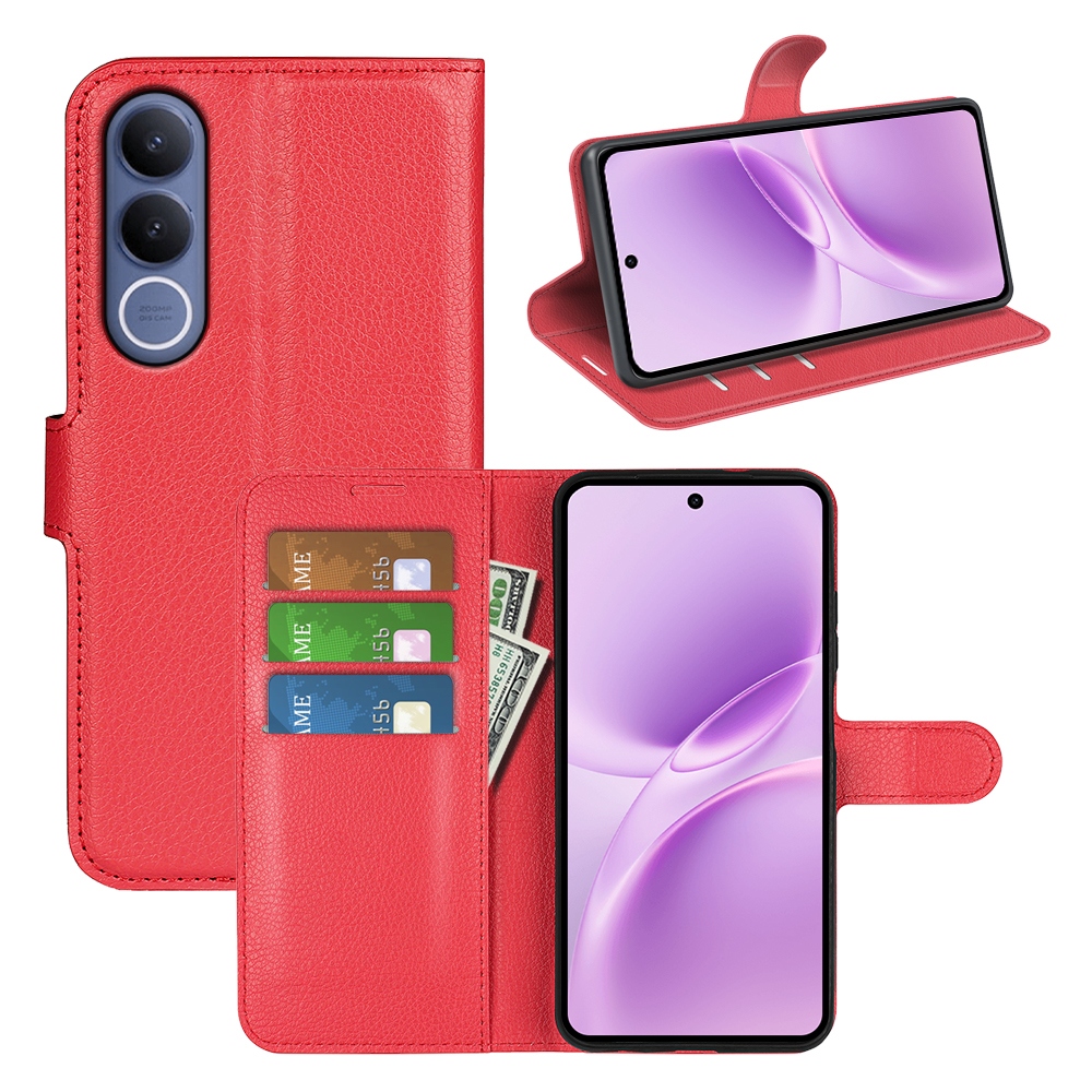 Litchi knižkové puzdro na Vivo V70 FE 5G - červené