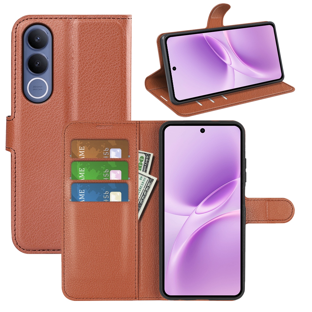 Litchi knižkové puzdro na Vivo V70 FE 5G - hnedé