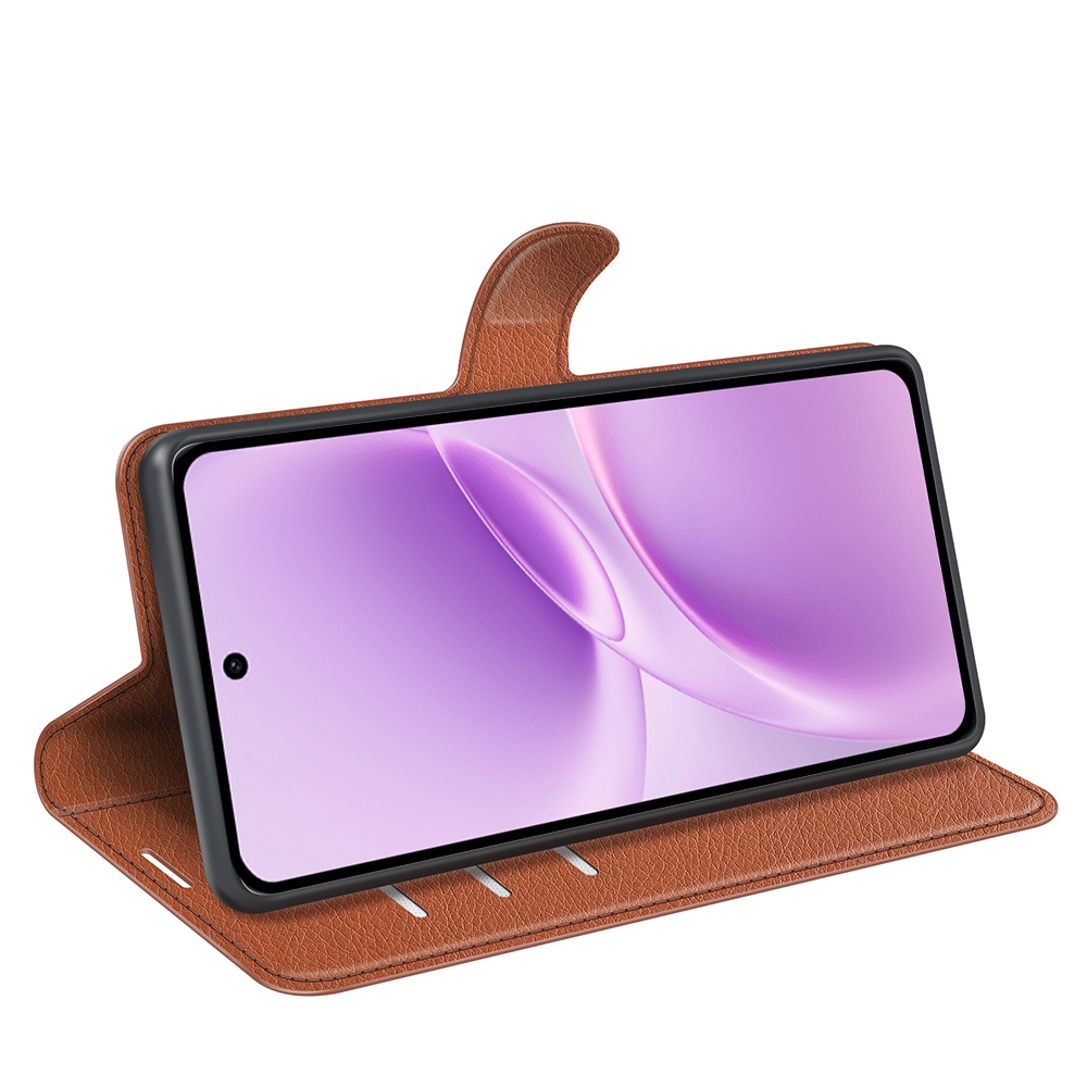 Litchi knižkové puzdro na Vivo V70 FE 5G - hnedé