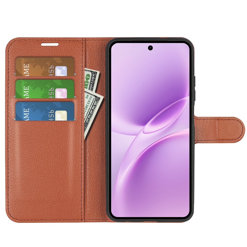 Litchi knižkové puzdro na Vivo V70 FE 5G - hnedé