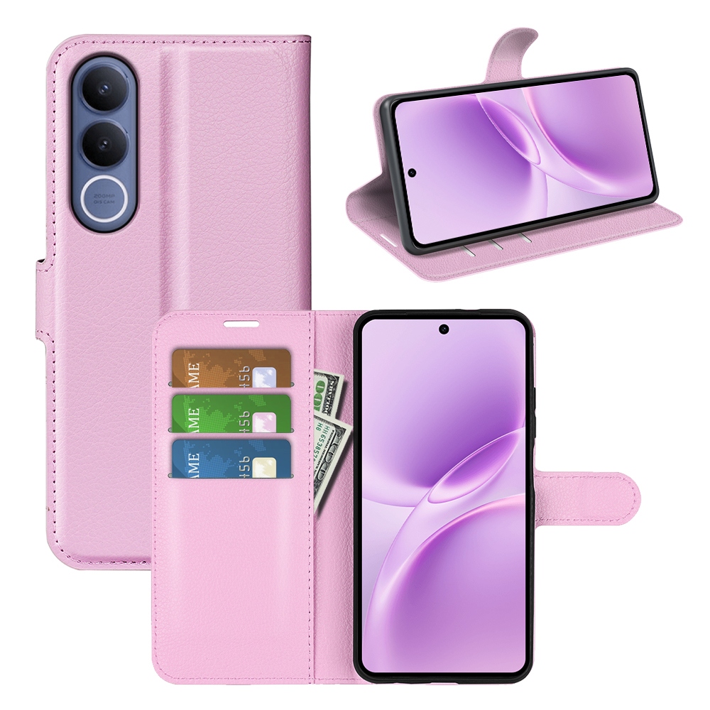 Litchi knižkové puzdro na Vivo V70 FE 5G - ružové