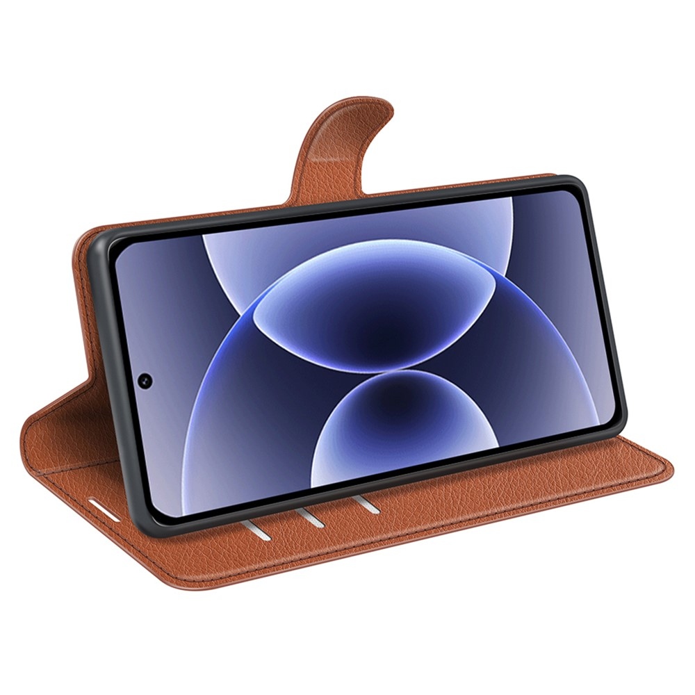 Litchi knižkové puzdro na Xiaomi 17 - hnedé
