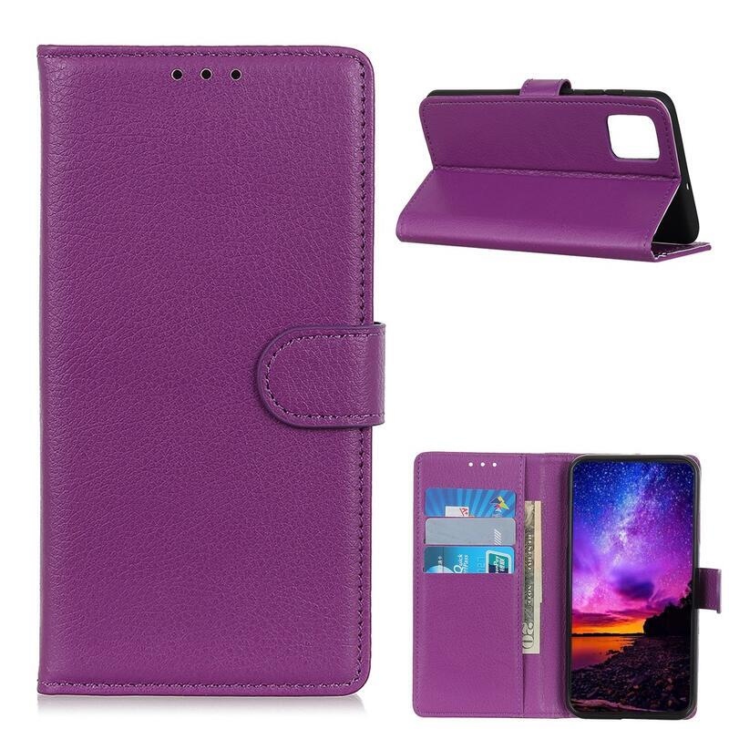Litchi knižkové puzdro na Xiaomi Mi 10T/Mi 10T Pro - fialové