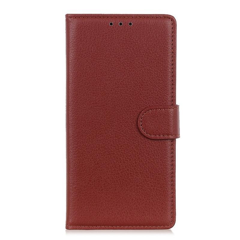 Litchi knižkové púzdro na Xiaomi Mi 10T/Mi 10T Pro - hnedé