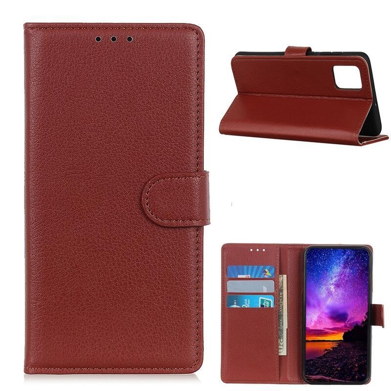 Litchi knižkové púzdro na Xiaomi Mi 10T/Mi 10T Pro - hnedé