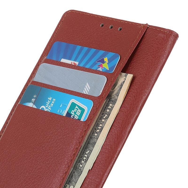 Litchi knižkové púzdro na Xiaomi Mi 10T/Mi 10T Pro - hnedé