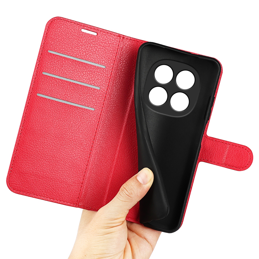 Litchi knižkové puzdro na Xiaomi Poco M8 5G/Redmi Note 15 5G - červené