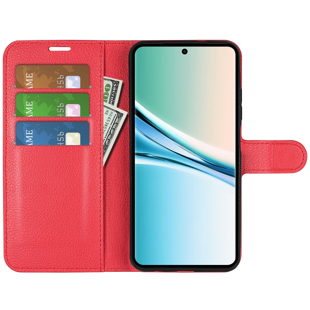 Litchi knižkové puzdro na Xiaomi Poco M8 5G/Redmi Note 15 5G - červené