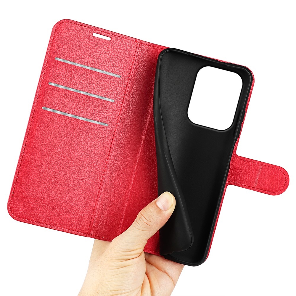 Litchi knižkové puzdro na Xiaomi Redmi 17 4G/5G - červené