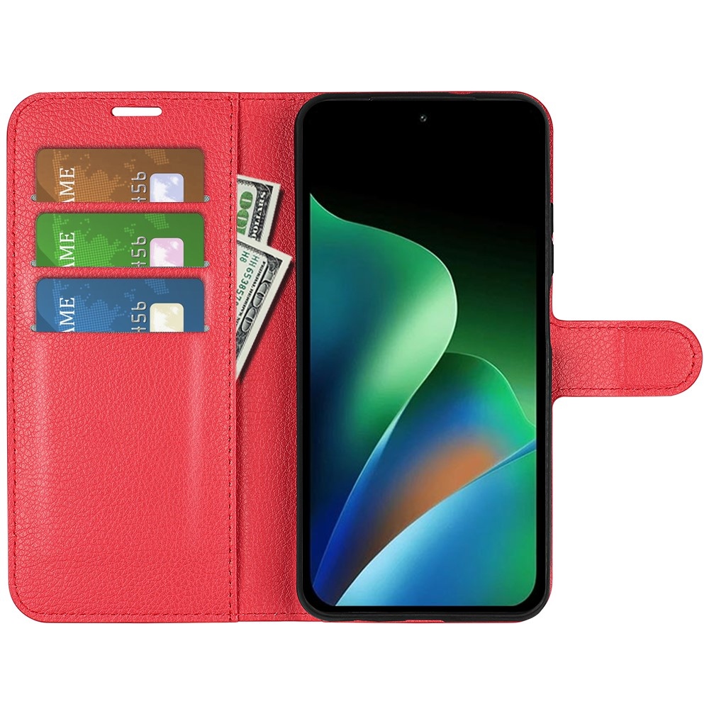 Litchi knižkové puzdro na Xiaomi Redmi 17 4G/5G - červené