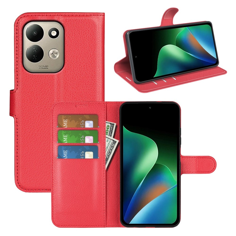Litchi knižkové puzdro na Xiaomi Redmi 17 4G/5G - červené