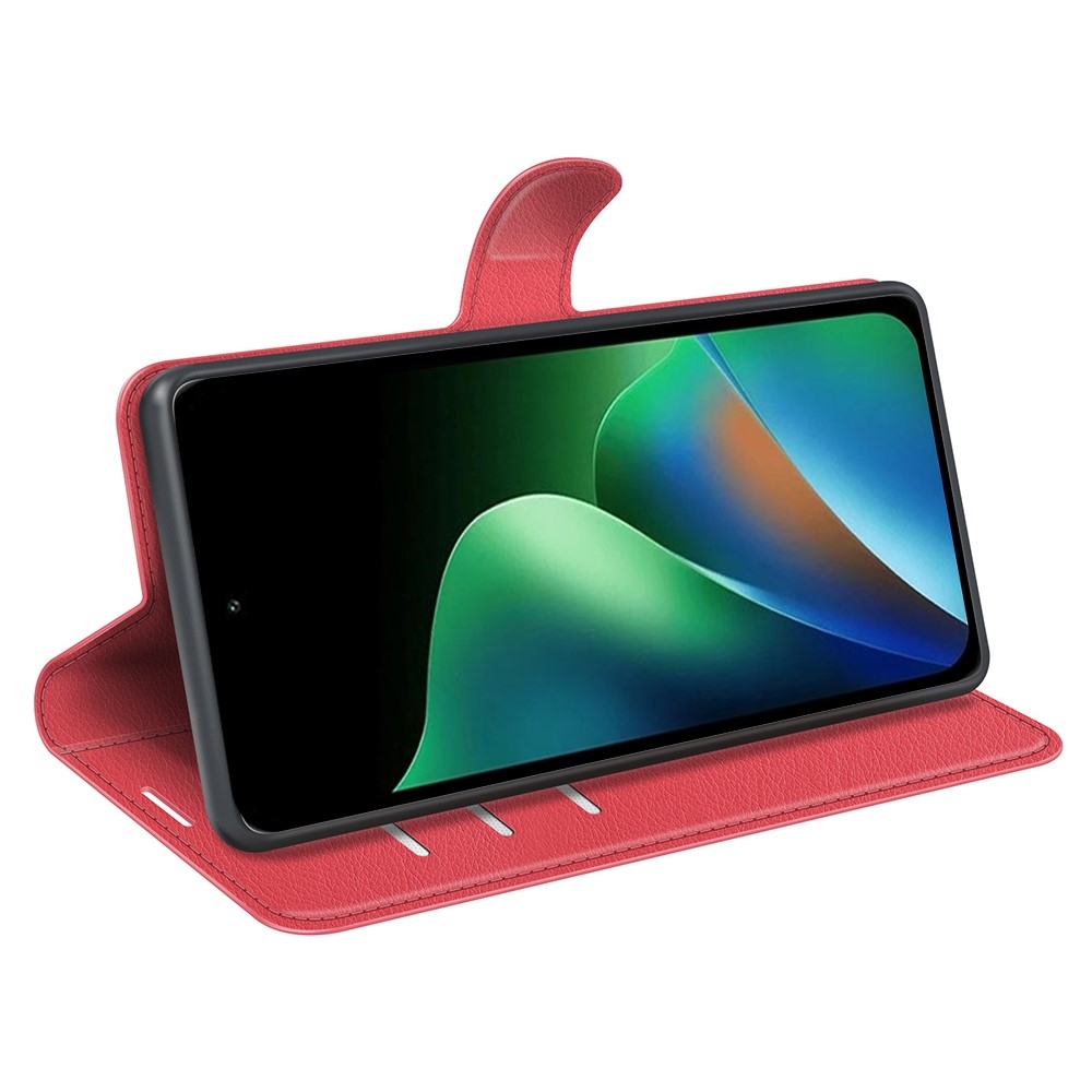 Litchi knižkové puzdro na Xiaomi Redmi 17 4G/5G - červené