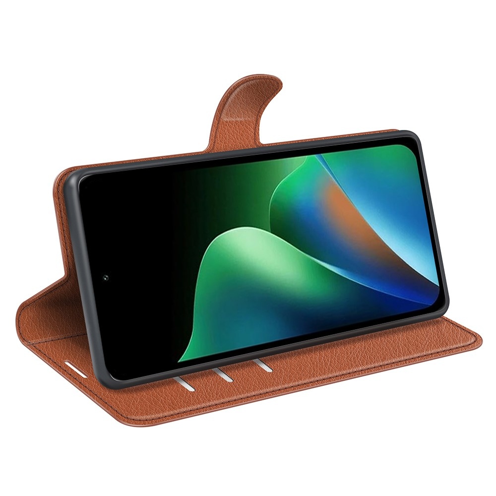 Litchi knižkové púzdro na Xiaomi Redmi 17 4G/5G - hnedé