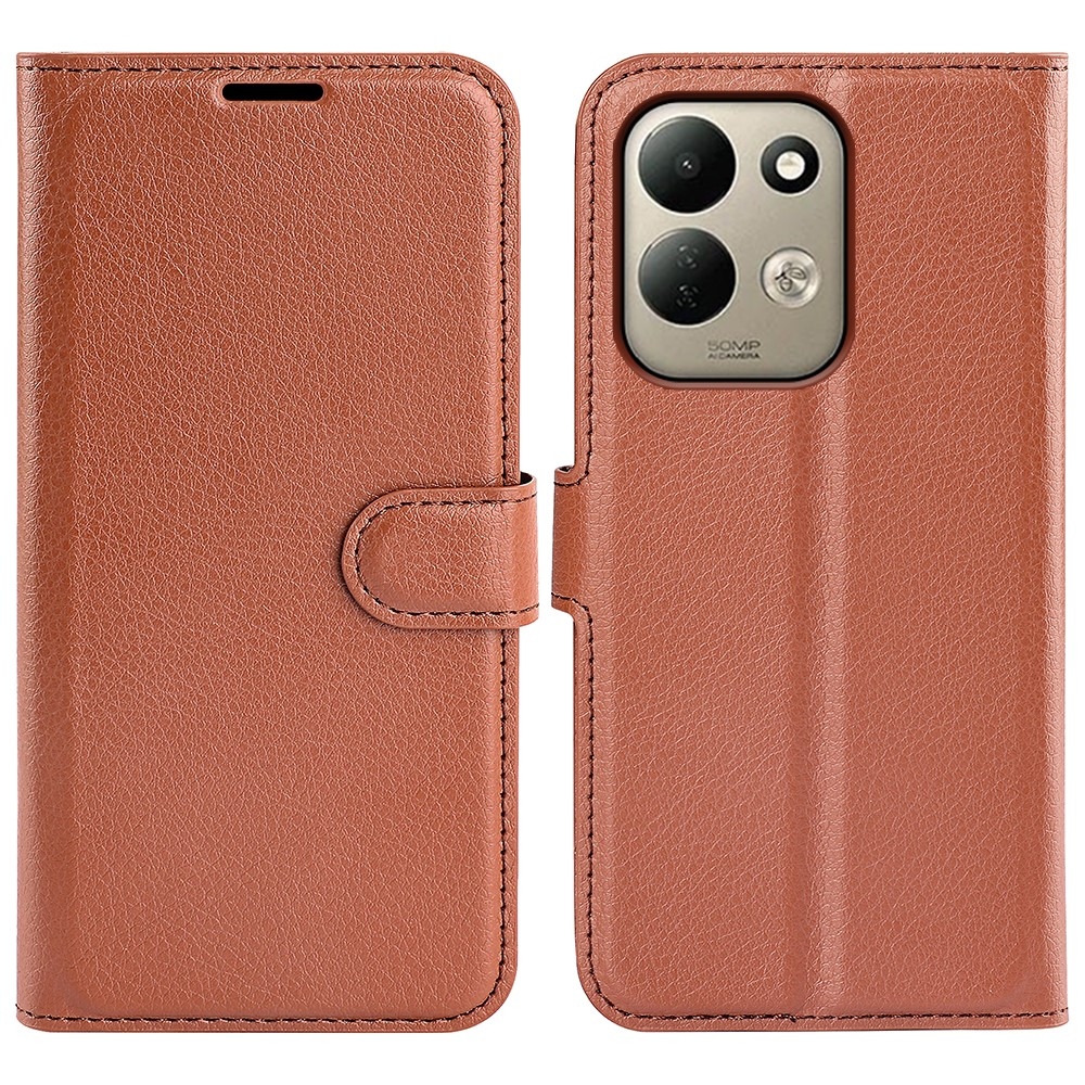 Litchi knižkové púzdro na Xiaomi Redmi 17 4G/5G - hnedé