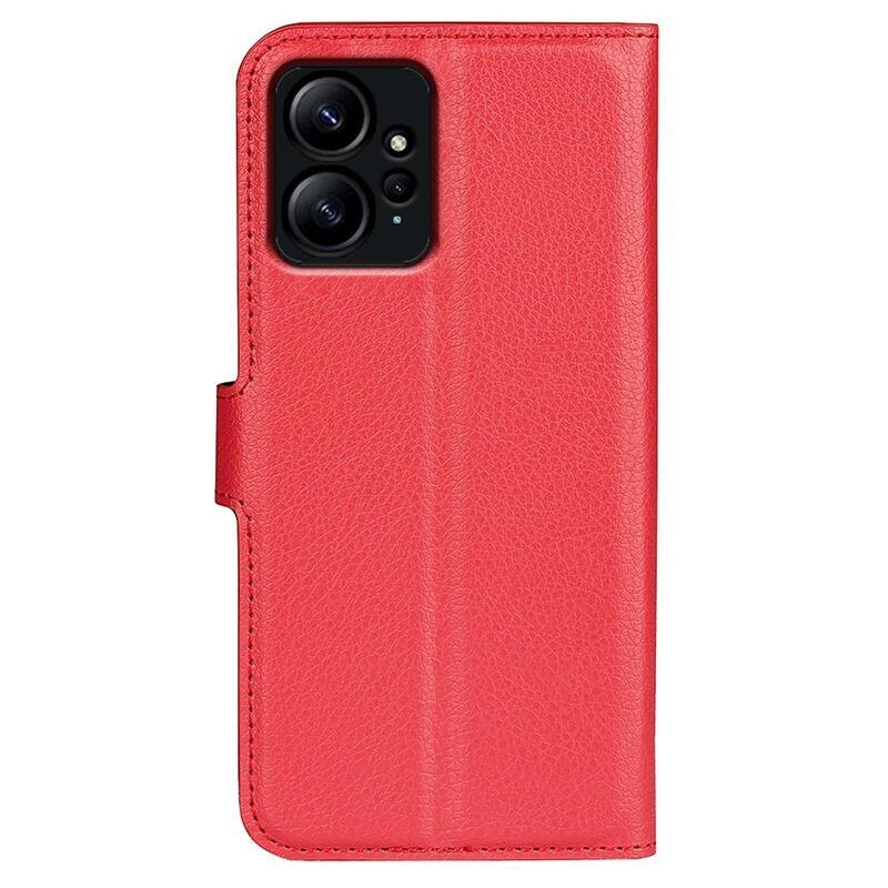 Litchi knižkové púzdro na Xiaomi Redmi Note 12 4G - červené