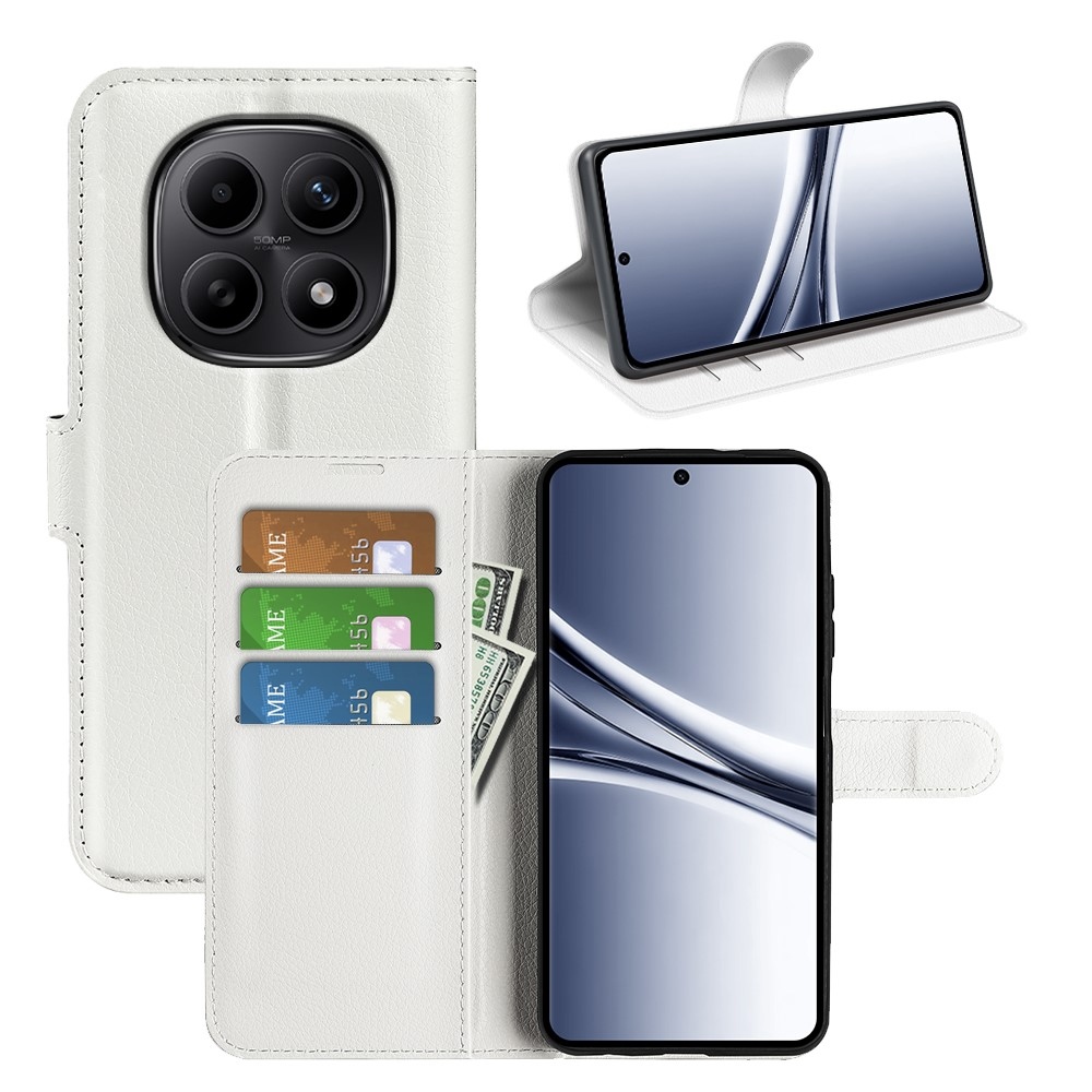 Litchi knižkové púzdro na Xiaomi Redmi Note 15 4G - biele