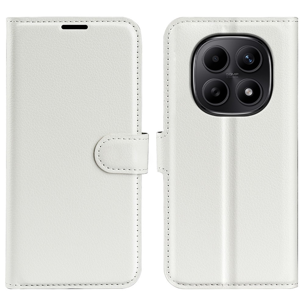 Litchi knižkové púzdro na Xiaomi Redmi Note 15 4G - biele