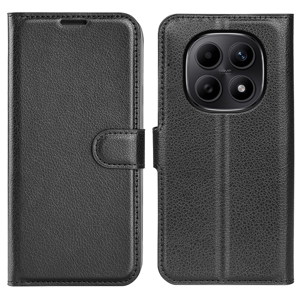 Litchi knižkové púzdro na Xiaomi Redmi Note 15 4G - čierne