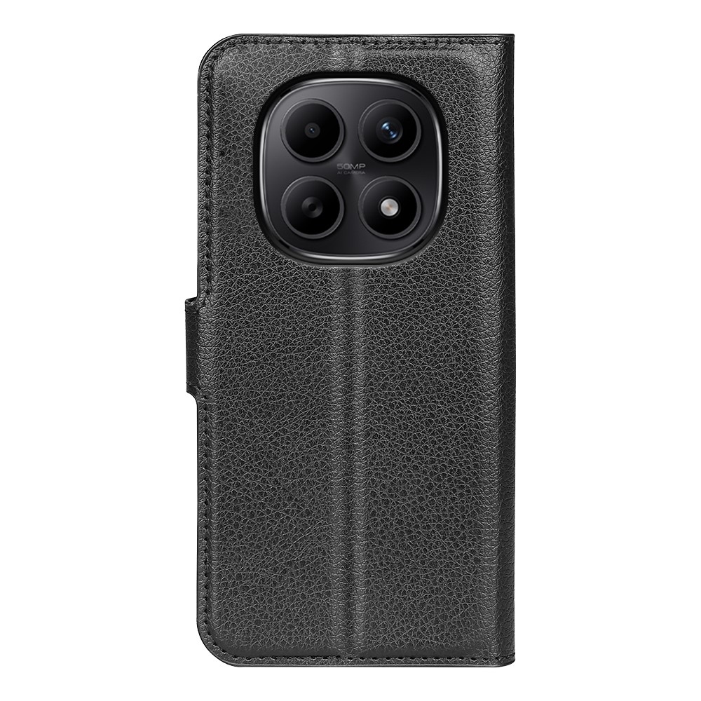 Litchi knižkové púzdro na Xiaomi Redmi Note 15 4G - čierne