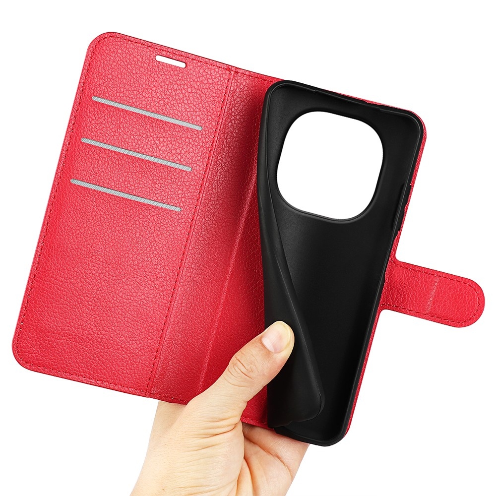 Litchi knižkové puzdro na Xiaomi Redmi Note 15 4G - červené