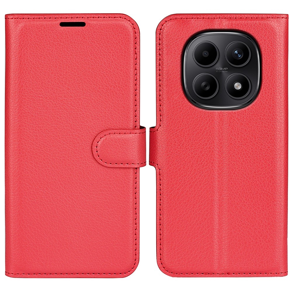 Litchi knižkové puzdro na Xiaomi Redmi Note 15 4G - červené