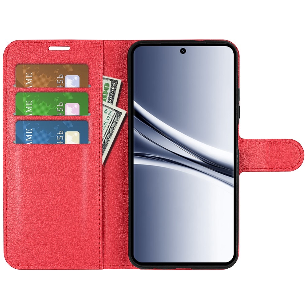 Litchi knižkové puzdro na Xiaomi Redmi Note 15 4G - červené