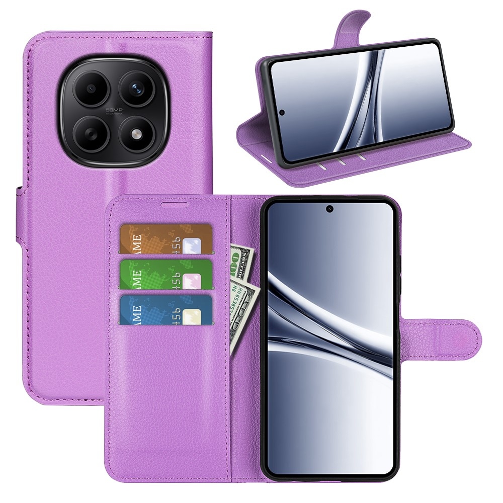 Litchi knižkové púzdro na Xiaomi Redmi Note 15 4G - fialové