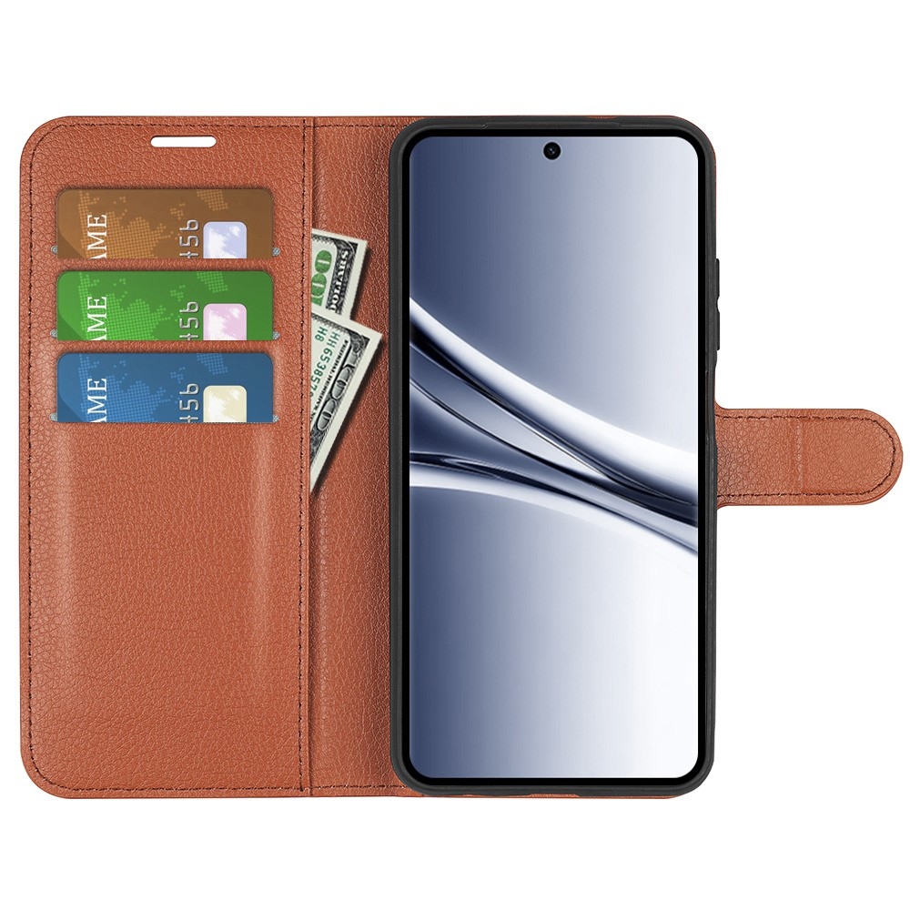 Litchi knižkové puzdro na Xiaomi Redmi Note 15 4G - hnedé