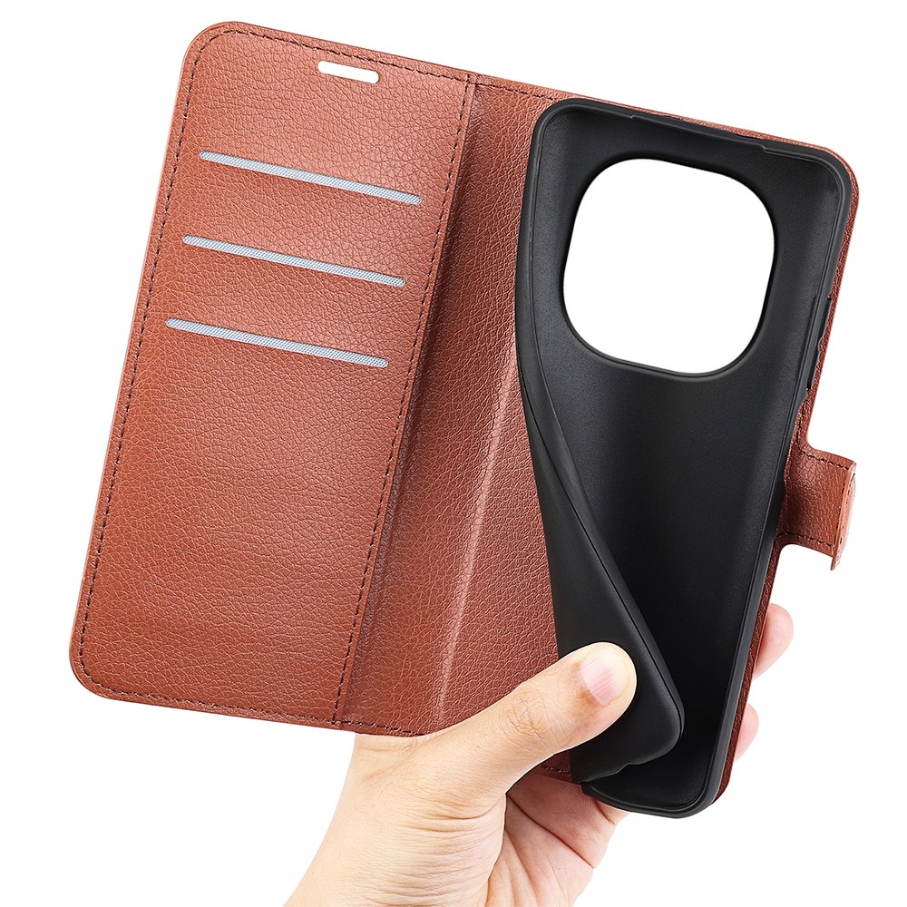 Litchi knižkové puzdro na Xiaomi Redmi Note 15 4G - hnedé