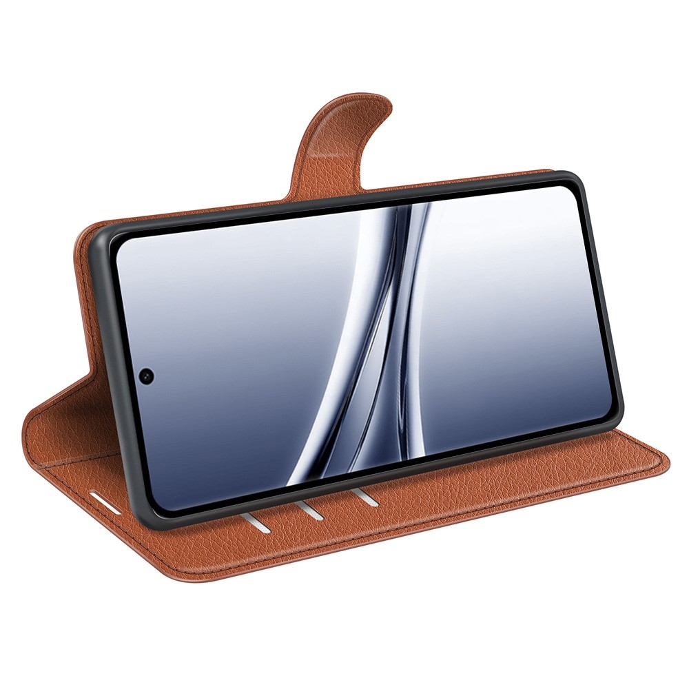 Litchi knižkové puzdro na Xiaomi Redmi Note 15 4G - hnedé