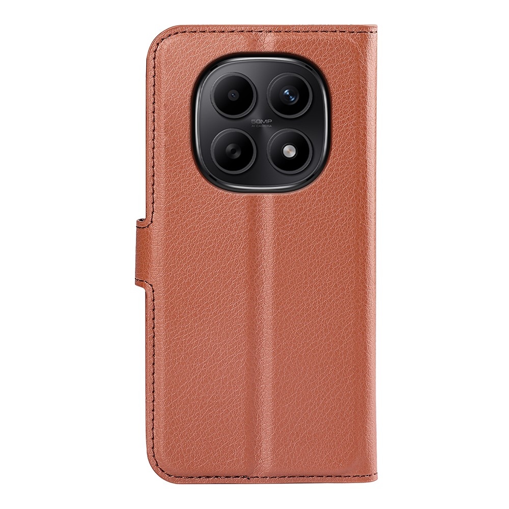 Litchi knižkové puzdro na Xiaomi Redmi Note 15 4G - hnedé