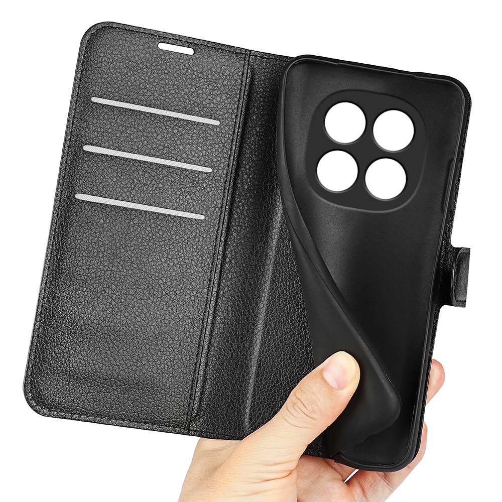 Litchi knižkové puzdro na Xiaomi Redmi Note 15 Pro+ 5G - čierne