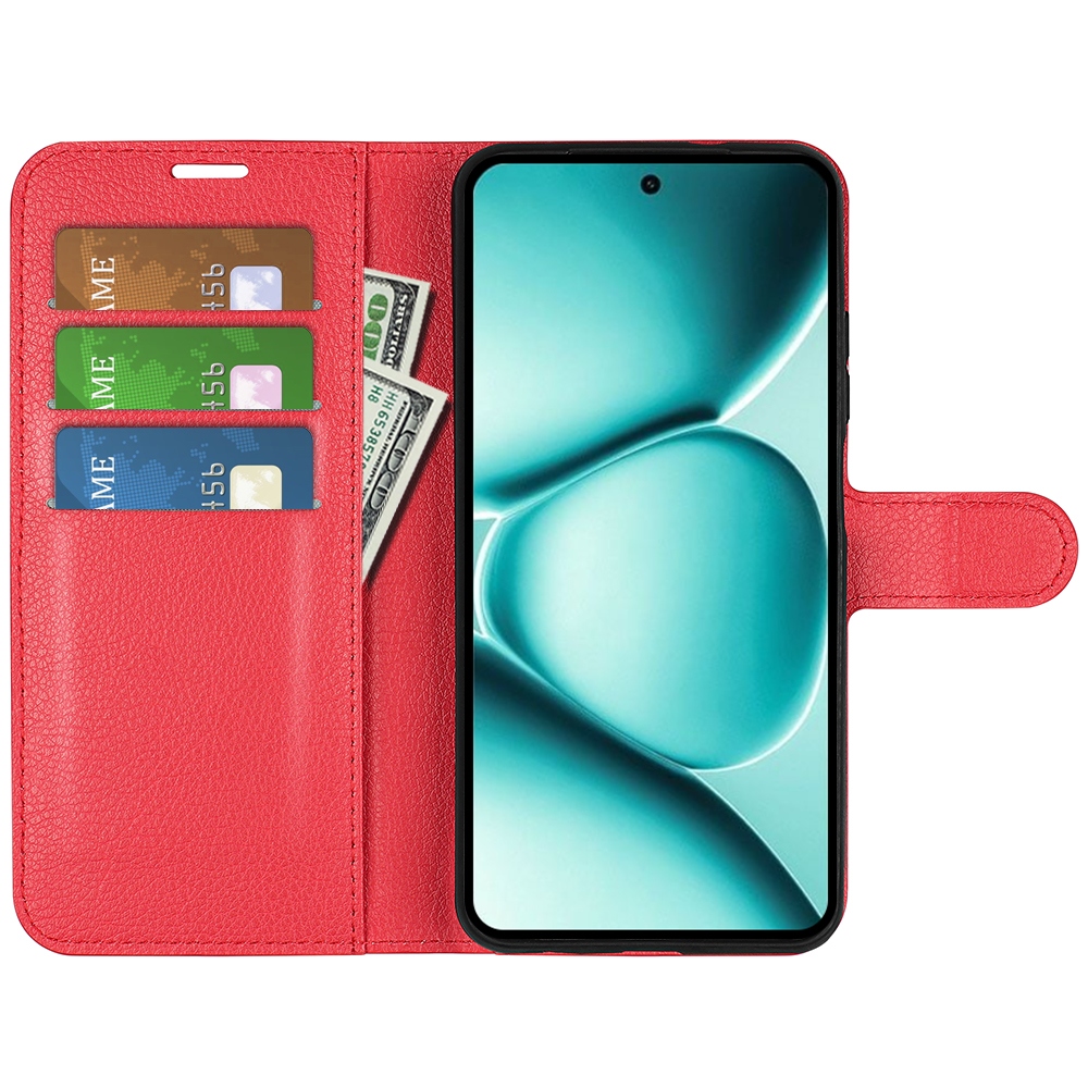 Litchi knižkové puzdro na Xiaomi Redmi Note 15 Pro 5G - červené