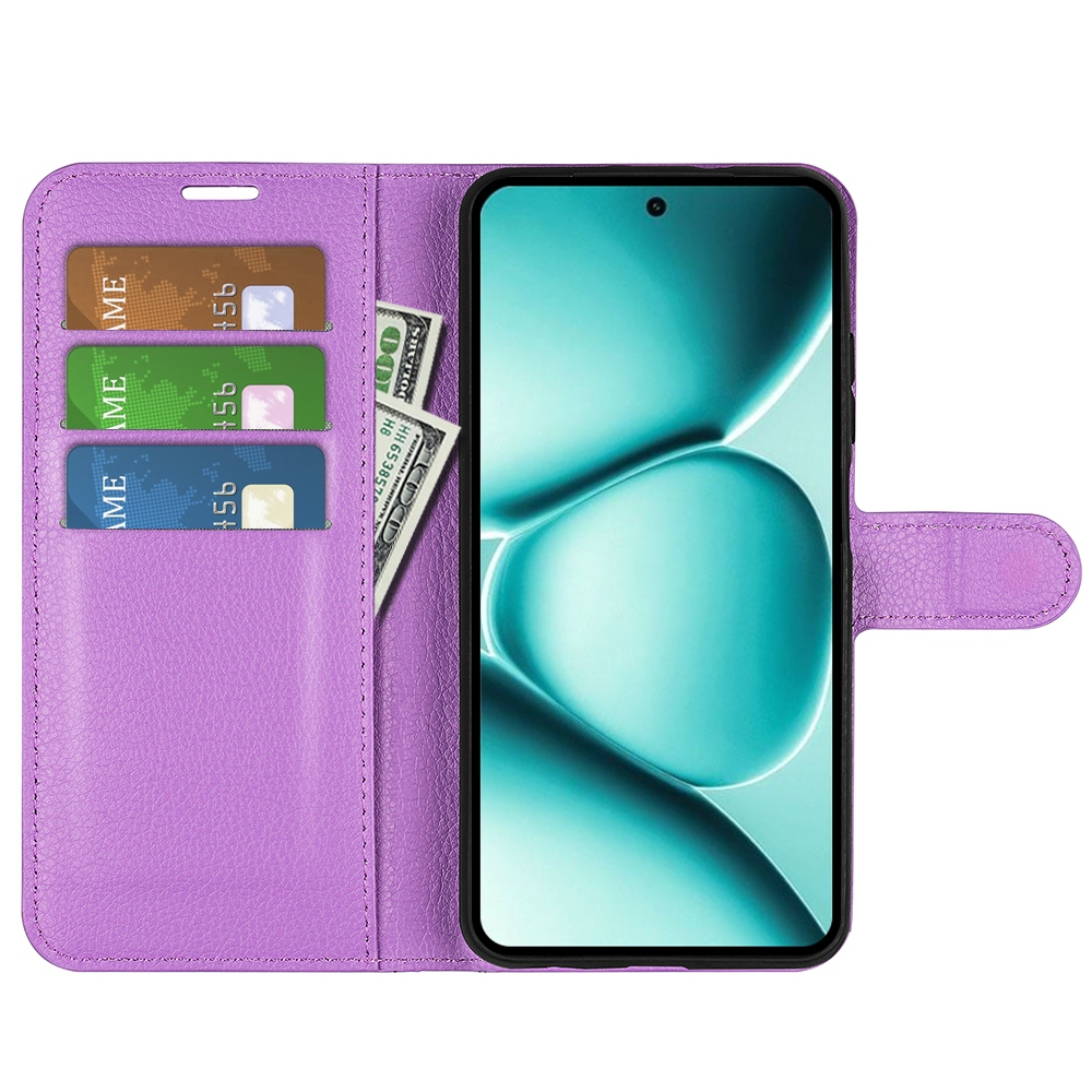 Litchi knižkové puzdro na Xiaomi Redmi Note 15 Pro+ 5G - fialové