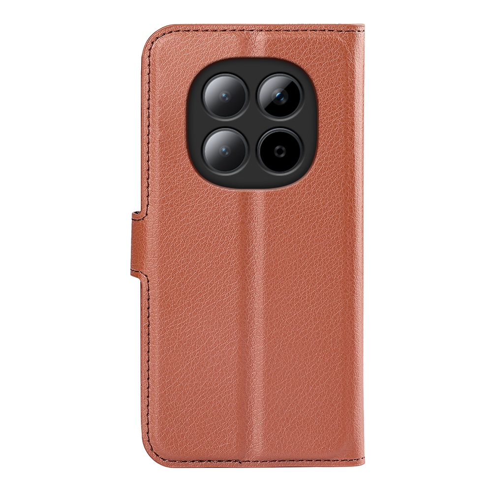 Litchi knižkové púzdro na Xiaomi Redmi Note 15 Pro+ 5G - hnedé